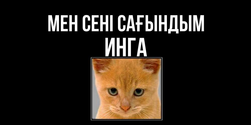 Күн сайын ашық хат с именем, Инга Мен сені сағындым открытки рыжий котенок скучает по тебе Онлайн тегін жүктеп алу тілектері бар керемет карта 