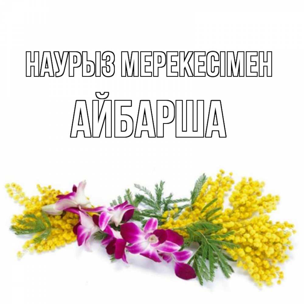 Күн сайын ашық хат с именем, АЙБАРША Наурыз мерекесімен открытка на международный женский день с цветами  1 Онлайн тегін жүктеп алу тілектері бар керемет карта 