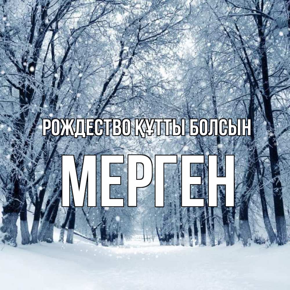 Күн сайын ашық хат с именем, МЕРГЕН Рождество құтты болсын снег, лес, парк Онлайн тегін жүктеп алу тілектері бар керемет карта 