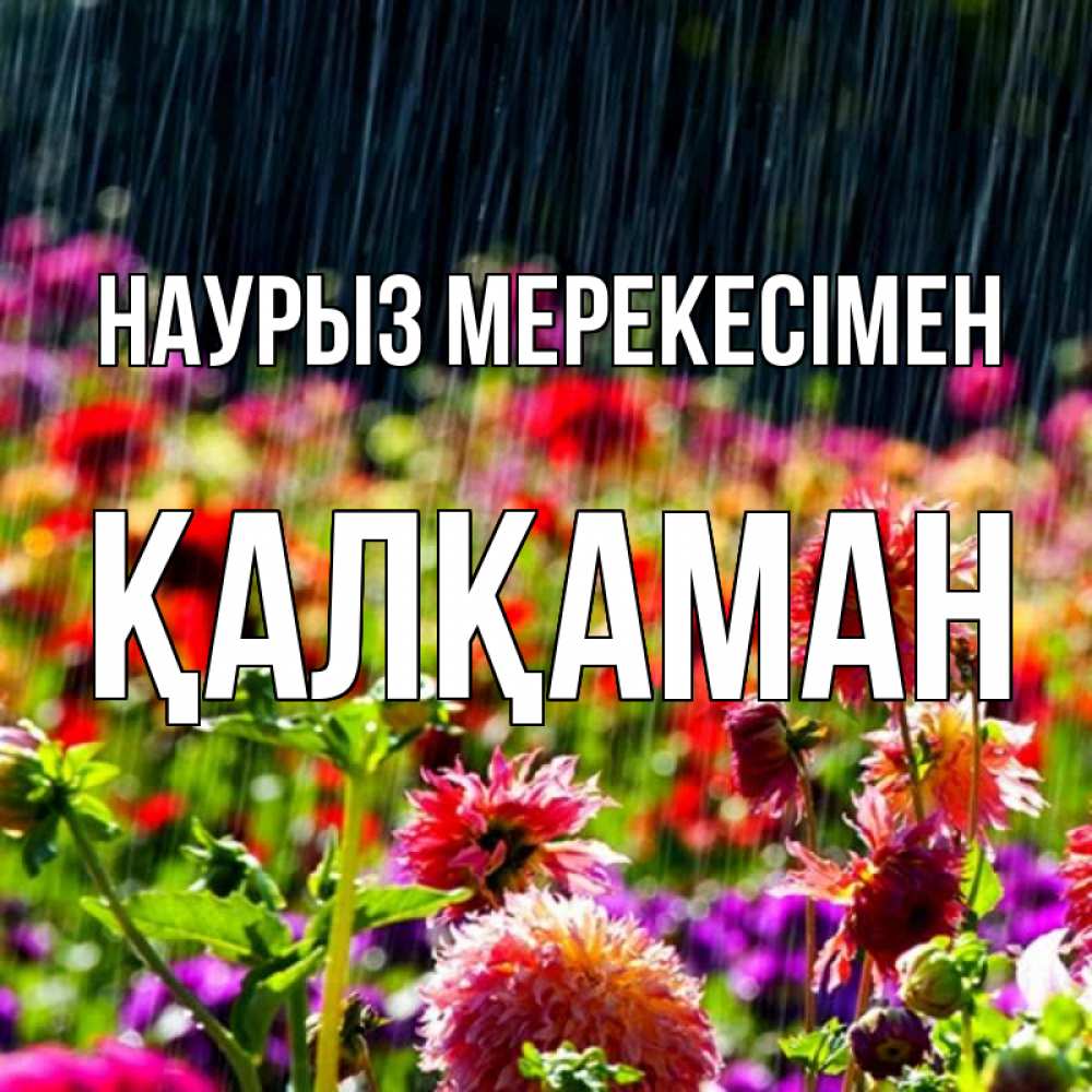 Күн сайын ашық хат с именем, Қалқаман Наурыз мерекесімен цветы под дождиком к международному женскому дню Онлайн тегін жүктеп алу тілектері бар керемет карта 