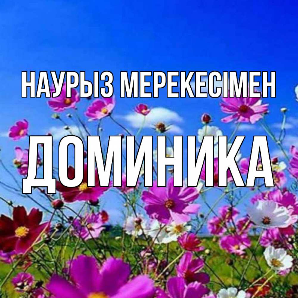 Күн сайын ашық хат с именем, Доминика Наурыз мерекесімен цветы Онлайн тегін жүктеп алу тілектері бар керемет карта 