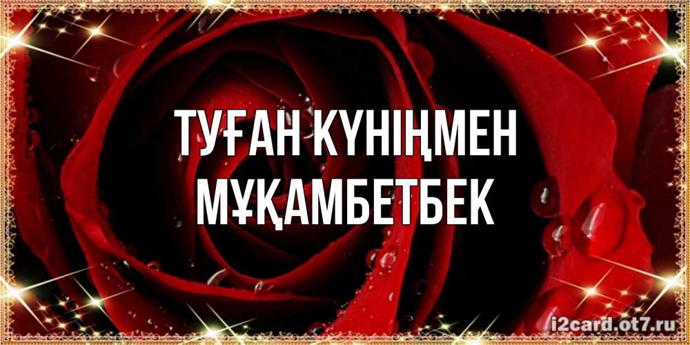 Күн сайын ашық хат с именем, Мұқамбетбек Туған күніңмен цветок в росе на день рождения Онлайн тегін жүктеп алу тілектері бар керемет карта 