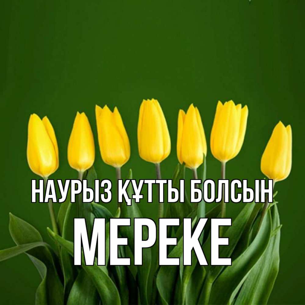 Күн сайын ашық хат с именем, МЕРЕКЕ Наурыз құтты болсын желтого цвета 3 Онлайн тегін жүктеп алу тілектері бар керемет карта 
