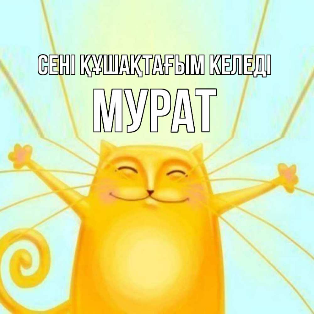 Күн сайын ашық хат с именем, Мурат сені құшақтағым келеді солнечный обнимашечный кот Онлайн тегін жүктеп алу тілектері бар керемет карта 