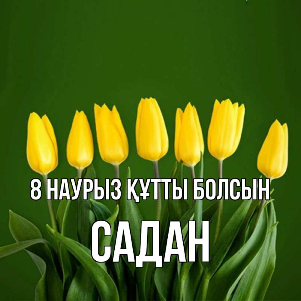 Күн сайын ашық хат с именем, САДАН 8 наурыз құтты болсын желтого цвета 3 Онлайн тегін жүктеп алу тілектері бар керемет карта 