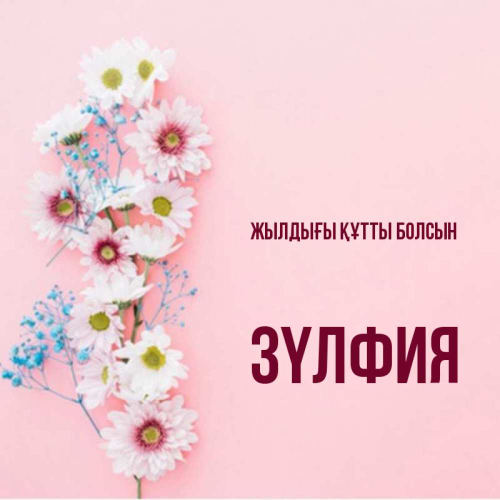 Күн сайын ашық хат с именем, ЗҮЛФИЯ Жылдығы құтты болсын Родная моя с днем рождения тебя картинка с цветами белыми и голубыми Онлайн тегін жүктеп алу тілектері бар керемет карта 