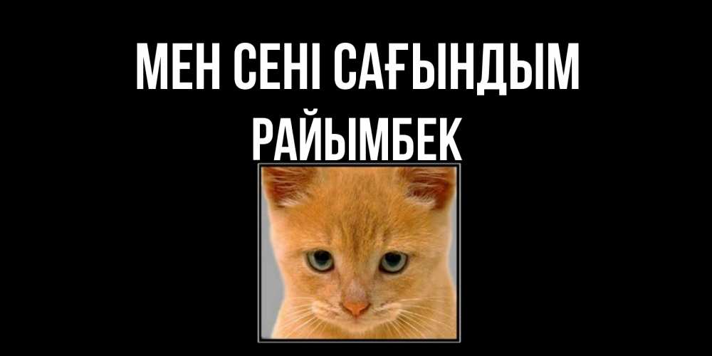 Күн сайын ашық хат с именем, РАЙЫМБЕК Мен сені сағындым открытки рыжий котенок скучает по тебе Онлайн тегін жүктеп алу тілектері бар керемет карта 