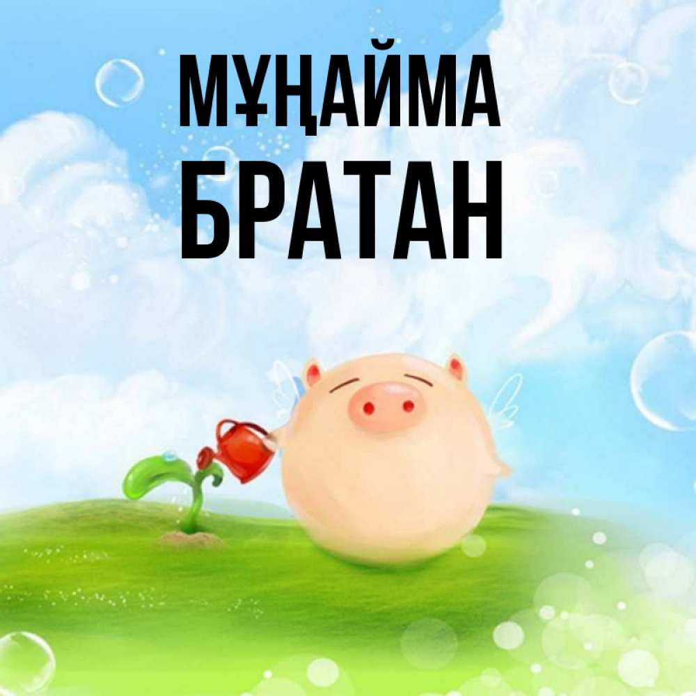 Күн сайын ашық хат с именем, Братан Мұңайма поливает цветок порося Онлайн тегін жүктеп алу тілектері бар керемет карта 