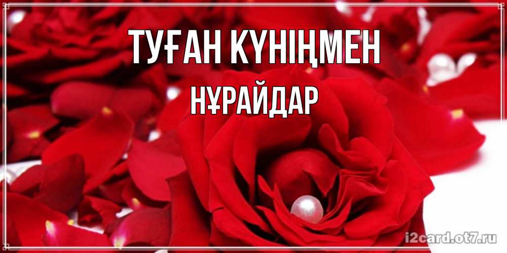 Күн сайын ашық хат с именем, НҰРАЙДАР Туған күніңмен роза с жемчужиной на открытке для любимых Онлайн тегін жүктеп алу тілектері бар керемет карта 