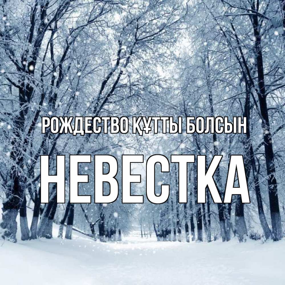 Күн сайын ашық хат с именем, Невестка Рождество құтты болсын снег, лес, парк Онлайн тегін жүктеп алу тілектері бар керемет карта 