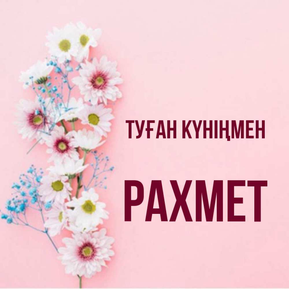 Күн сайын ашық хат с именем, РАХМЕТ Туған күніңмен Родная моя с днем рождения тебя картинка с цветами белыми и голубыми Онлайн тегін жүктеп алу тілектері бар керемет карта 