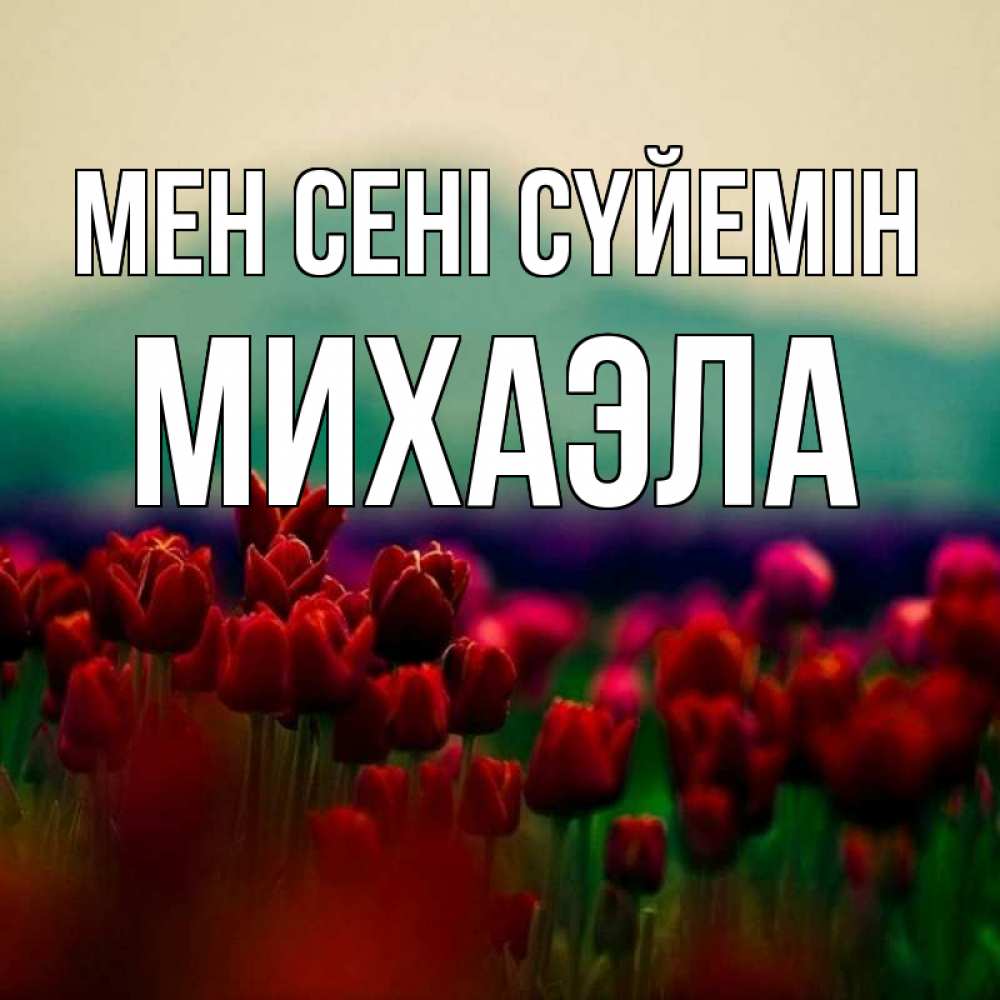 Күн сайын ашық хат с именем, Михаэла Мен сені сүйемін тюльпаны 4 Онлайн тегін жүктеп алу тілектері бар керемет карта 