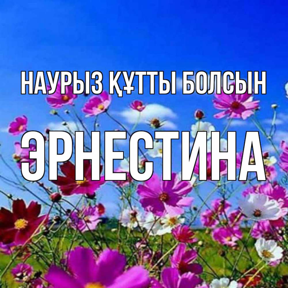 Күн сайын ашық хат с именем, Эрнестина Наурыз құтты болсын цветы Онлайн тегін жүктеп алу тілектері бар керемет карта 