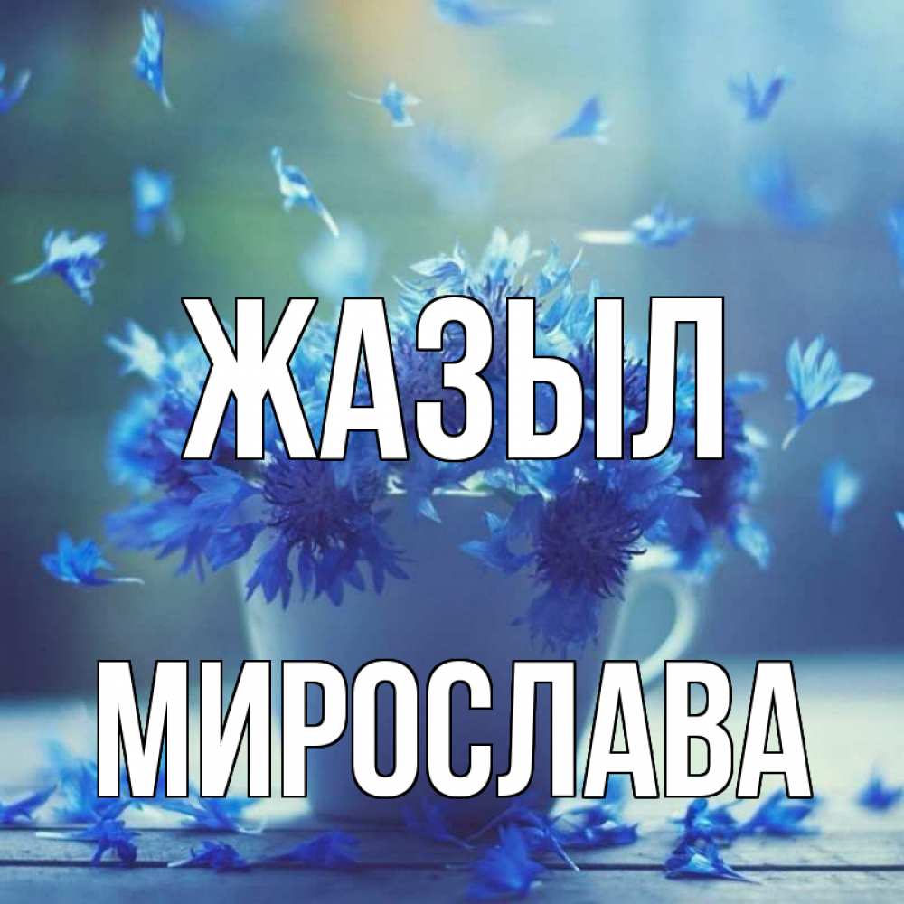 Күн сайын ашық хат с именем, Мирослава Жазыл кружка с зельем и цветами Онлайн тегін жүктеп алу тілектері бар керемет карта 