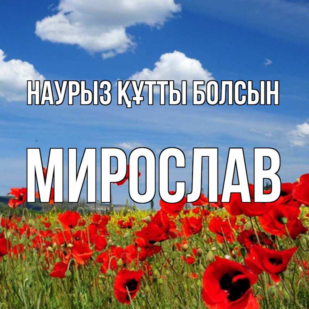 Күн сайын ашық хат с именем, Мирослав Наурыз құтты болсын наурыз  день 1 Онлайн тегін жүктеп алу тілектері бар керемет карта 