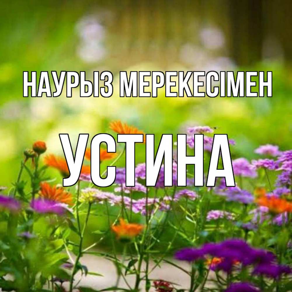 Күн сайын ашық хат с именем, Устина Наурыз мерекесімен цветы Онлайн тегін жүктеп алу тілектері бар керемет карта 