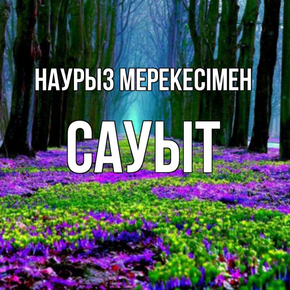Күн сайын ашық хат с именем, САУЫТ Наурыз мерекесімен фиолетовые цветы в лесу 1 Онлайн тегін жүктеп алу тілектері бар керемет карта 