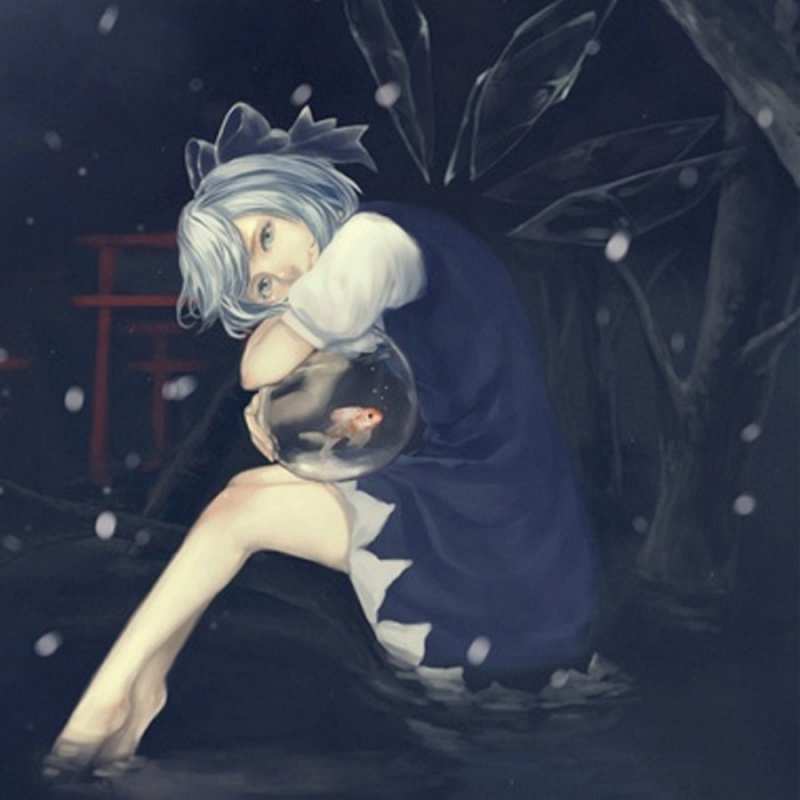 Открытка девочка скучает  рыбка в аквариуме  Мен сені сағындым 