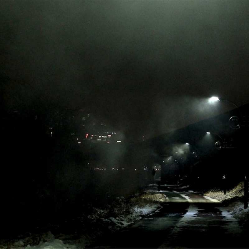 Открытка полу заснеженная дорога  фонари  Мұңайма 