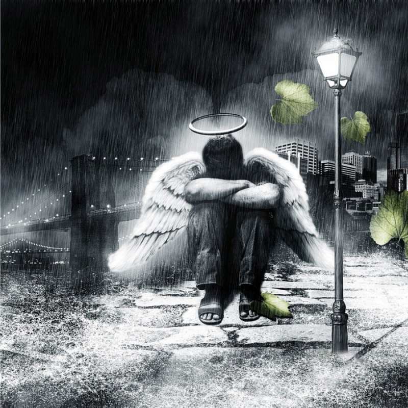 Открытка ангел у Бруклинского моста  фонарь и Бруклин  Мұңайма 