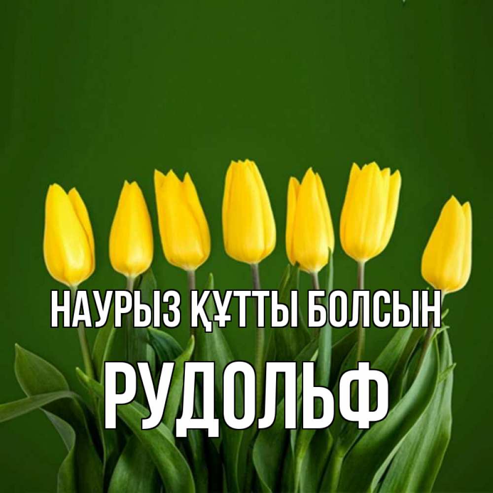 Күн сайын ашық хат с именем, Рудольф Наурыз құтты болсын желтого цвета 3 Онлайн тегін жүктеп алу тілектері бар керемет карта 