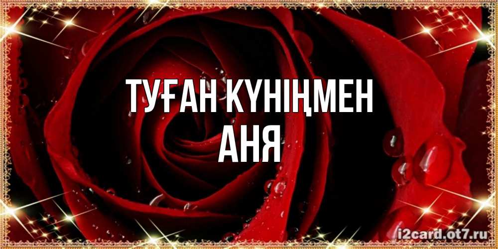 Күн сайын ашық хат с именем, Аня Туған күніңмен цветок в росе на день рождения Онлайн тегін жүктеп алу тілектері бар керемет карта 
