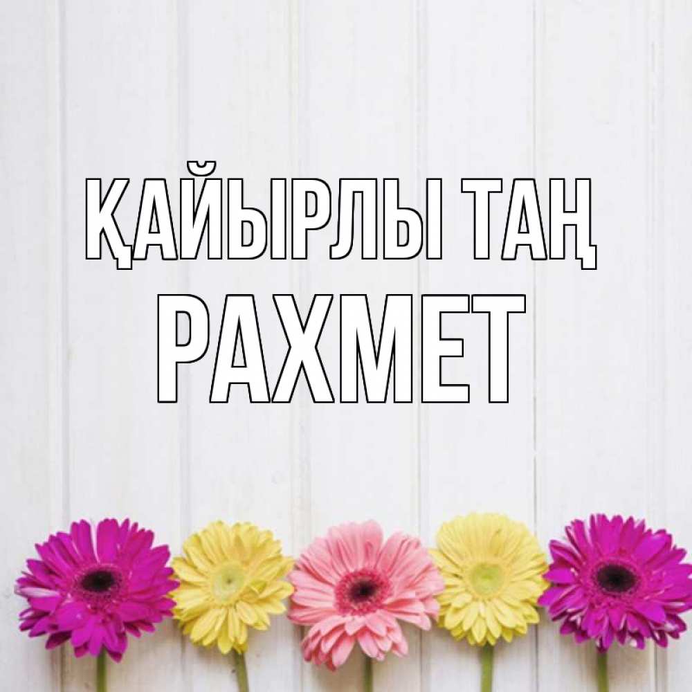 Күн сайын ашық хат с именем, РАХМЕТ Қайырлы таң красный желтый и розовый цветок Онлайн тегін жүктеп алу тілектері бар керемет карта 