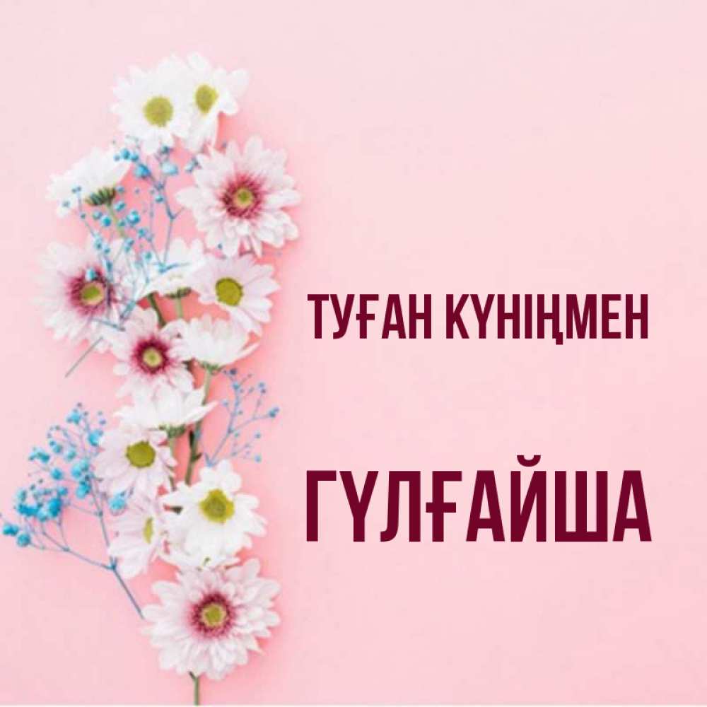 Күн сайын ашық хат с именем, ГҮЛҒАЙША Туған күніңмен Родная моя с днем рождения тебя картинка с цветами белыми и голубыми Онлайн тегін жүктеп алу тілектері бар керемет карта 