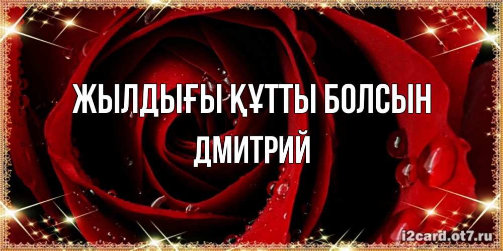 Күн сайын ашық хат с именем, Дмитрий Жылдығы құтты болсын цветок в росе на день рождения Онлайн тегін жүктеп алу тілектері бар керемет карта 