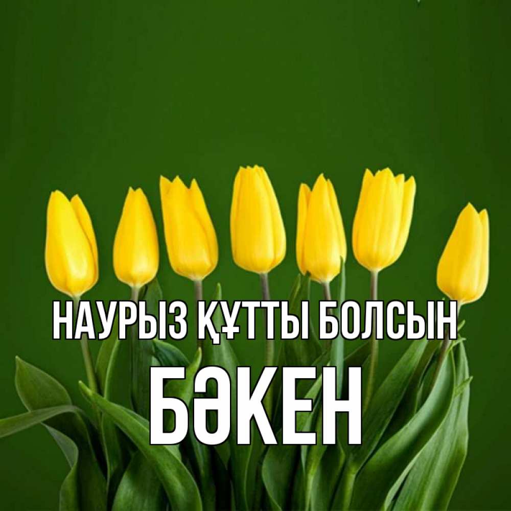 Күн сайын ашық хат с именем, Бәкен Наурыз құтты болсын желтого цвета 3 Онлайн тегін жүктеп алу тілектері бар керемет карта 