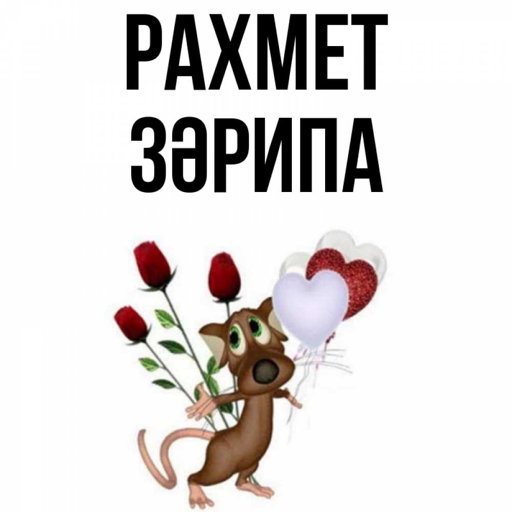 Күн сайын ашық хат с именем, ЗӘРИПА рахмет песик с шариками в форме сердец Онлайн тегін жүктеп алу тілектері бар керемет карта 