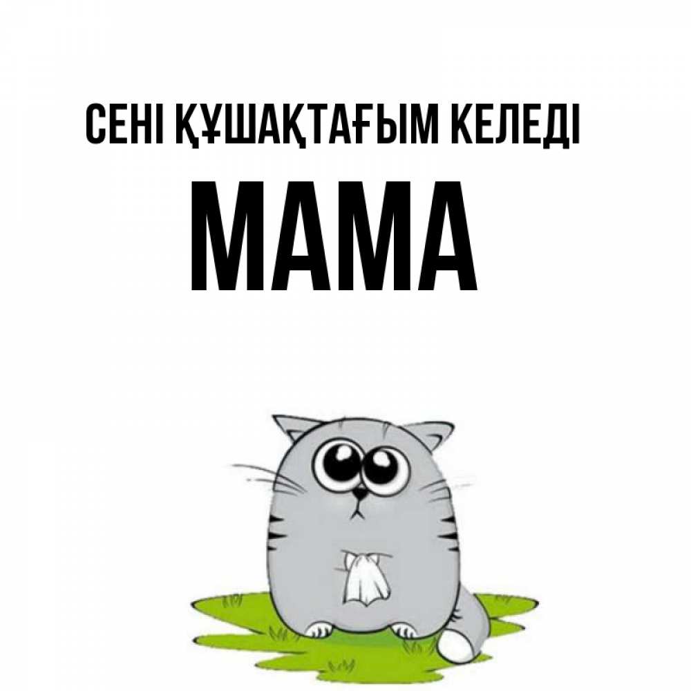 Күн сайын ашық хат с именем, Мама сені құшақтағым келеді котик теребит платочек сидя на травке Онлайн тегін жүктеп алу тілектері бар керемет карта 
