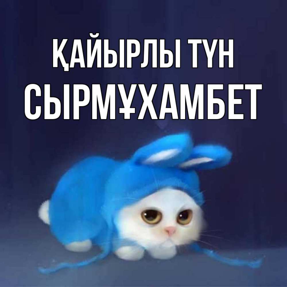 Күн сайын ашық хат с именем, СЫРМҰХАМБЕТ Қайырлы түн кот в голубом костюме кролика с ушками Онлайн тегін жүктеп алу тілектері бар керемет карта 