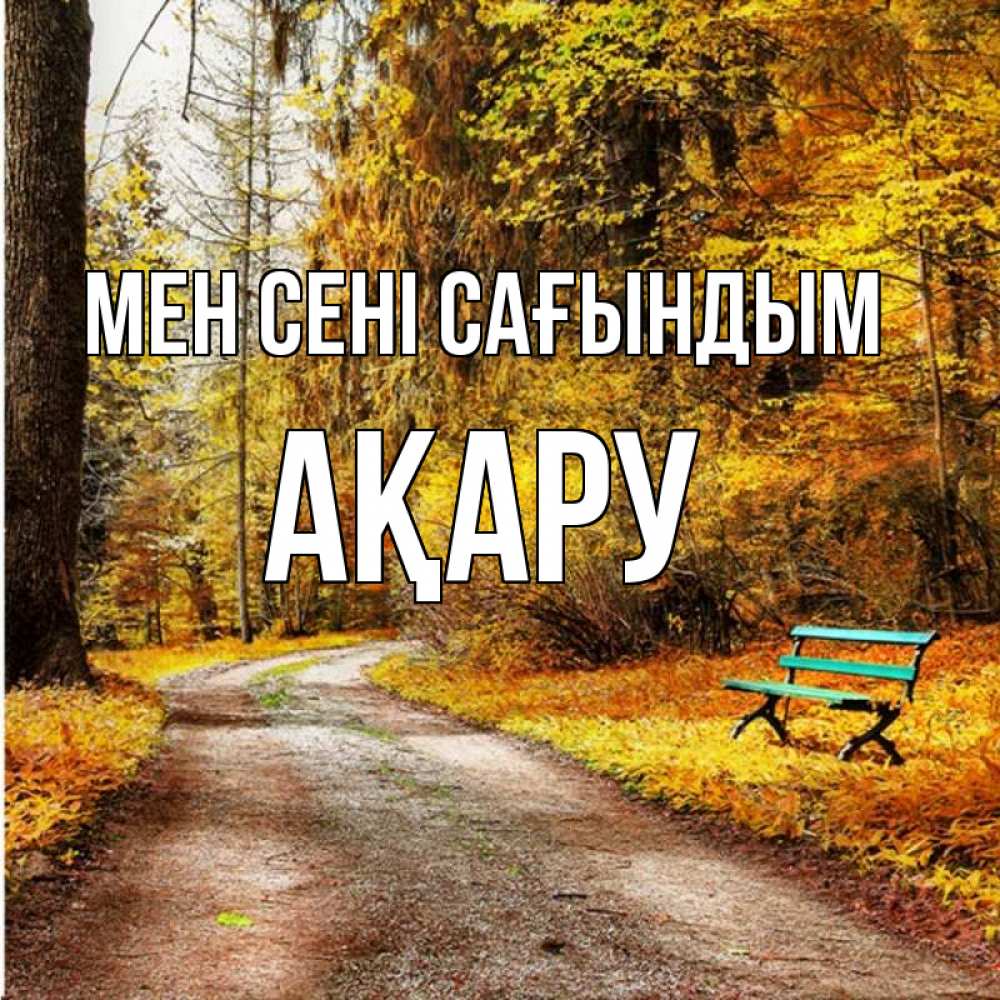 Күн сайын ашық хат с именем, АҚАРУ Мен сені сағындым зеленая лавочка и осенний лес Онлайн тегін жүктеп алу тілектері бар керемет карта 