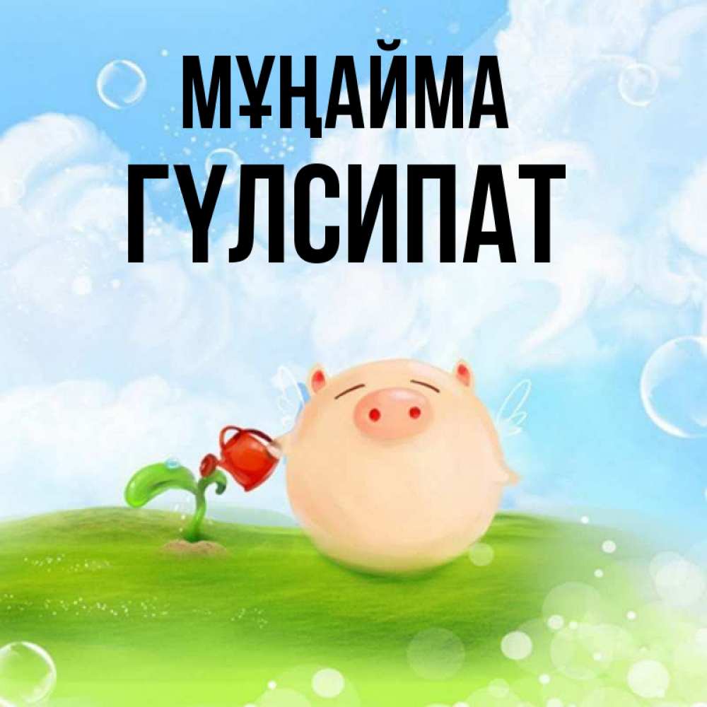 Күн сайын ашық хат с именем, ГҮЛСИПАТ Мұңайма поливает цветок порося Онлайн тегін жүктеп алу тілектері бар керемет карта 