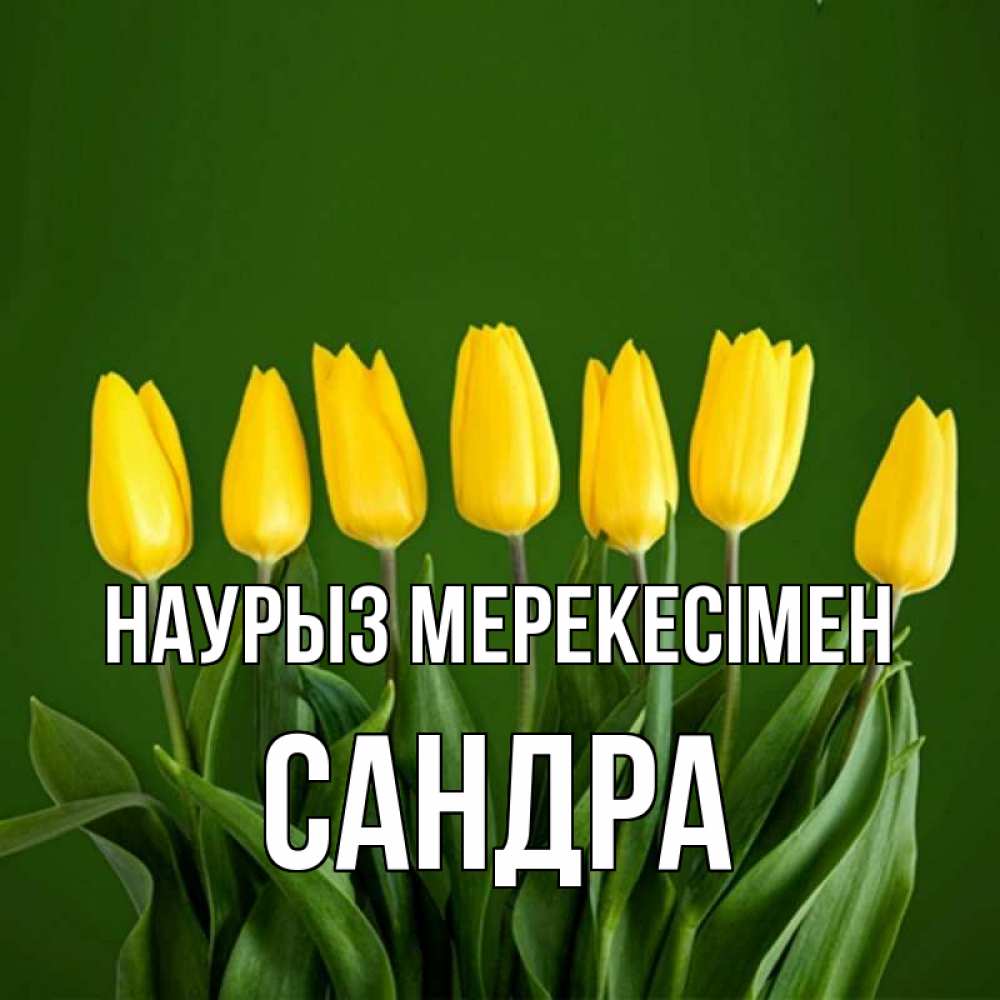 Күн сайын ашық хат с именем, Сандра Наурыз мерекесімен желтого цвета 3 Онлайн тегін жүктеп алу тілектері бар керемет карта 