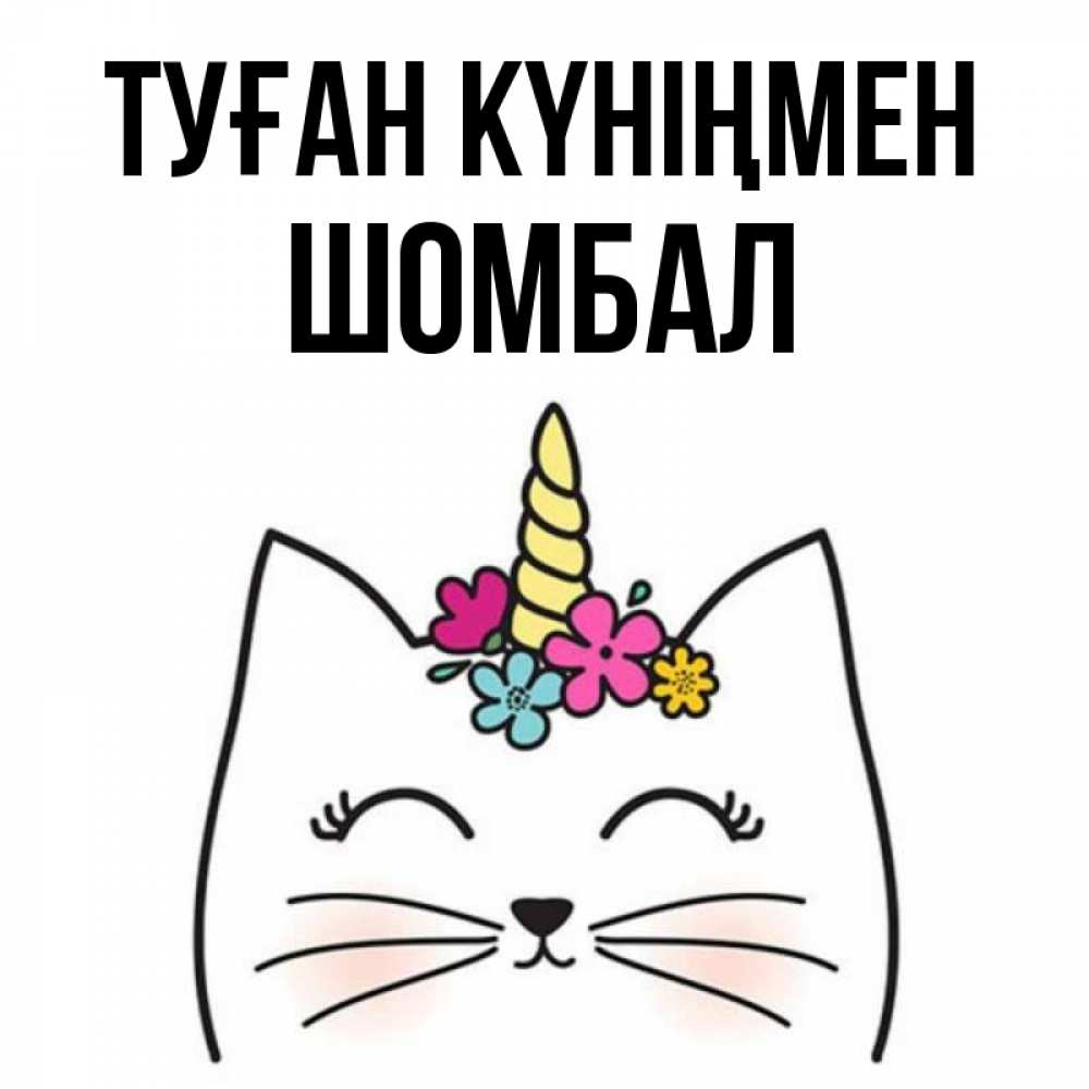 Күн сайын ашық хат с именем, ШОМБАЛ Туған күніңмен милый кот с одним рожком Онлайн тегін жүктеп алу тілектері бар керемет карта 