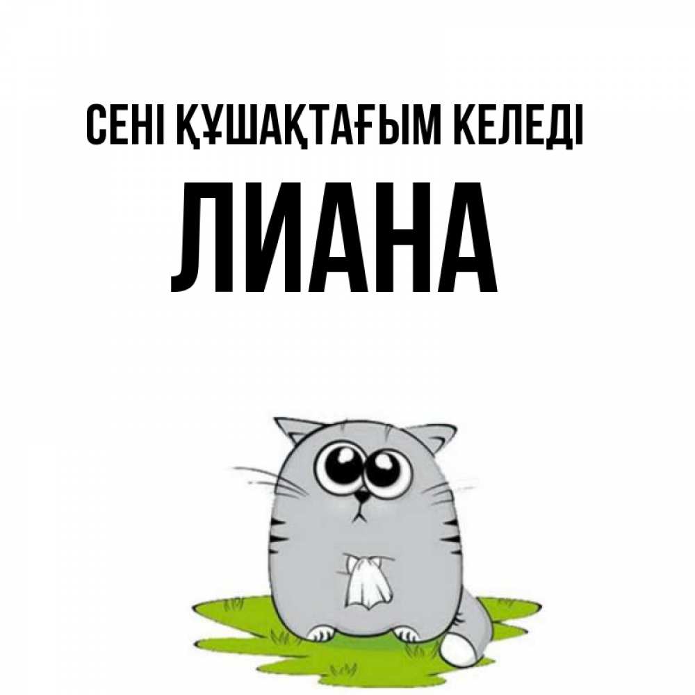 Күн сайын ашық хат с именем, Лиана сені құшақтағым келеді котик теребит платочек сидя на травке Онлайн тегін жүктеп алу тілектері бар керемет карта 