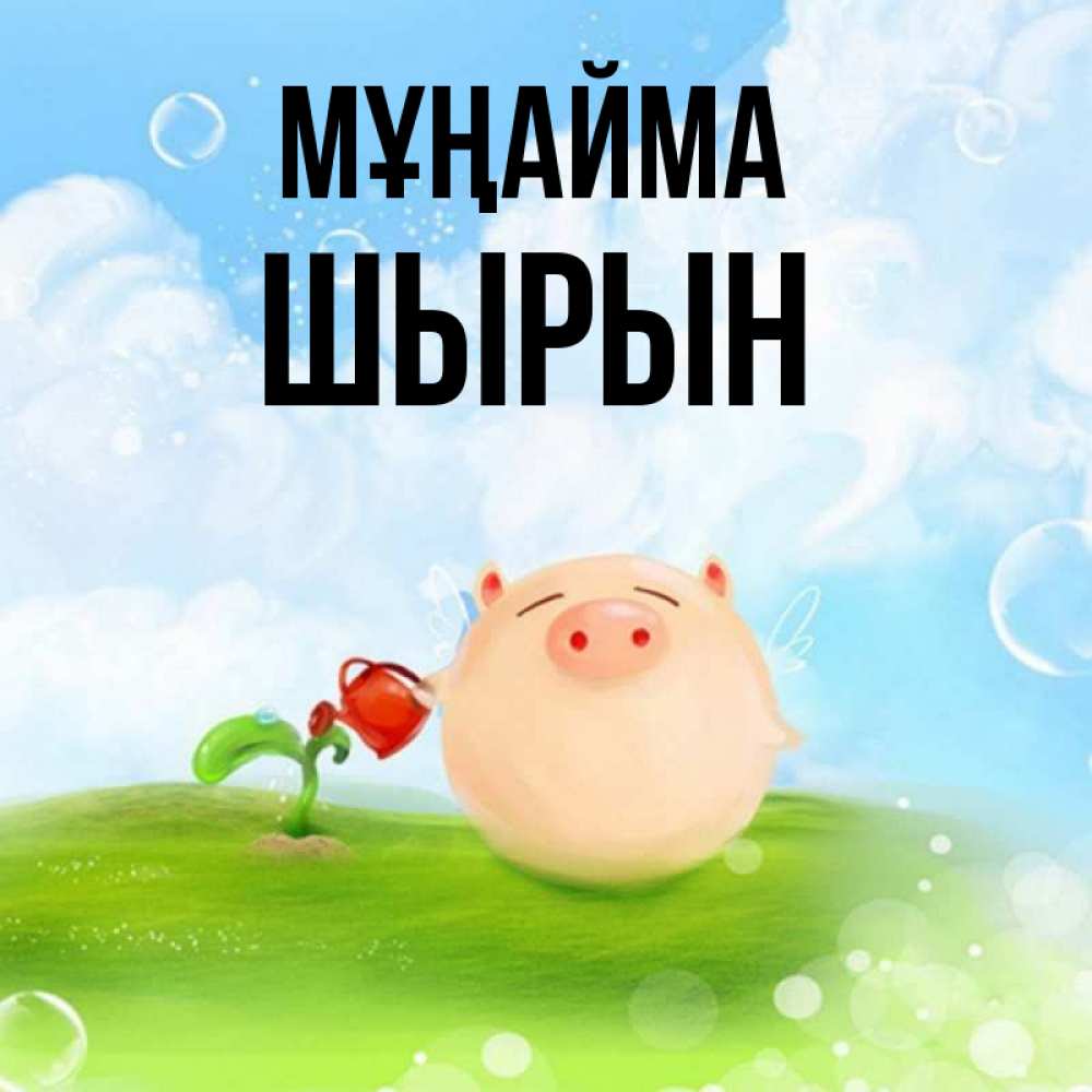 Күн сайын ашық хат с именем, ШЫРЫН Мұңайма поливает цветок порося Онлайн тегін жүктеп алу тілектері бар керемет карта 