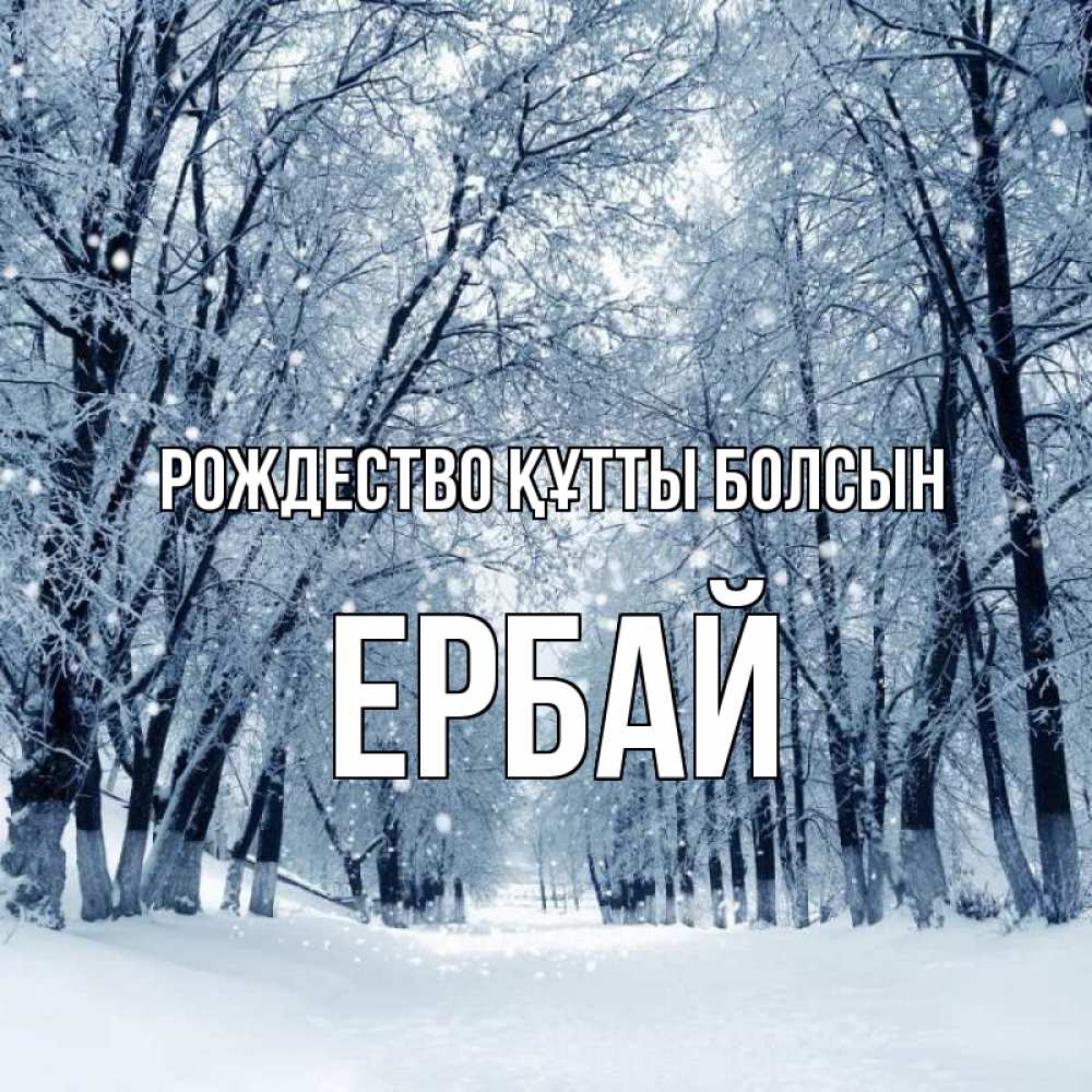 Күн сайын ашық хат с именем, Ербай Рождество құтты болсын снег, лес, парк Онлайн тегін жүктеп алу тілектері бар керемет карта 