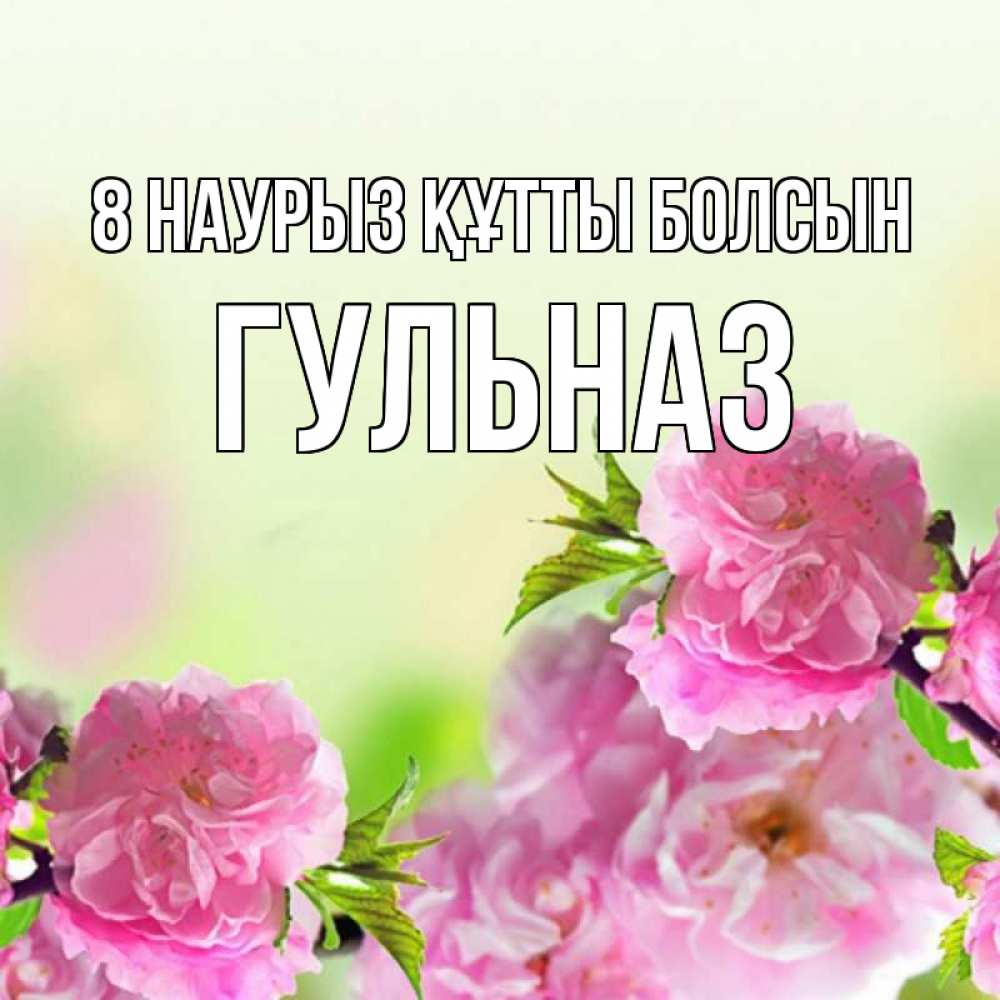 Күн сайын ашық хат с именем, Гульназ 8 наурыз құтты болсын цветы Онлайн тегін жүктеп алу тілектері бар керемет карта 