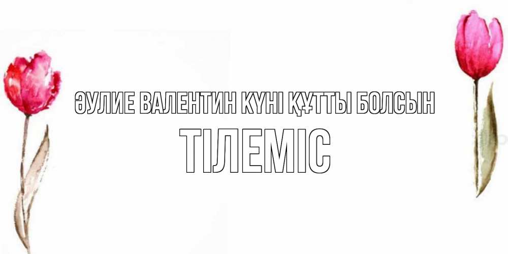 Күн сайын ашық хат с именем, ТІЛЕМІС Әулие Валентин күні құтты болсын Открытки на день всех влюбленных с тюльпанами акварелью Онлайн тегін жүктеп алу тілектері бар керемет карта 