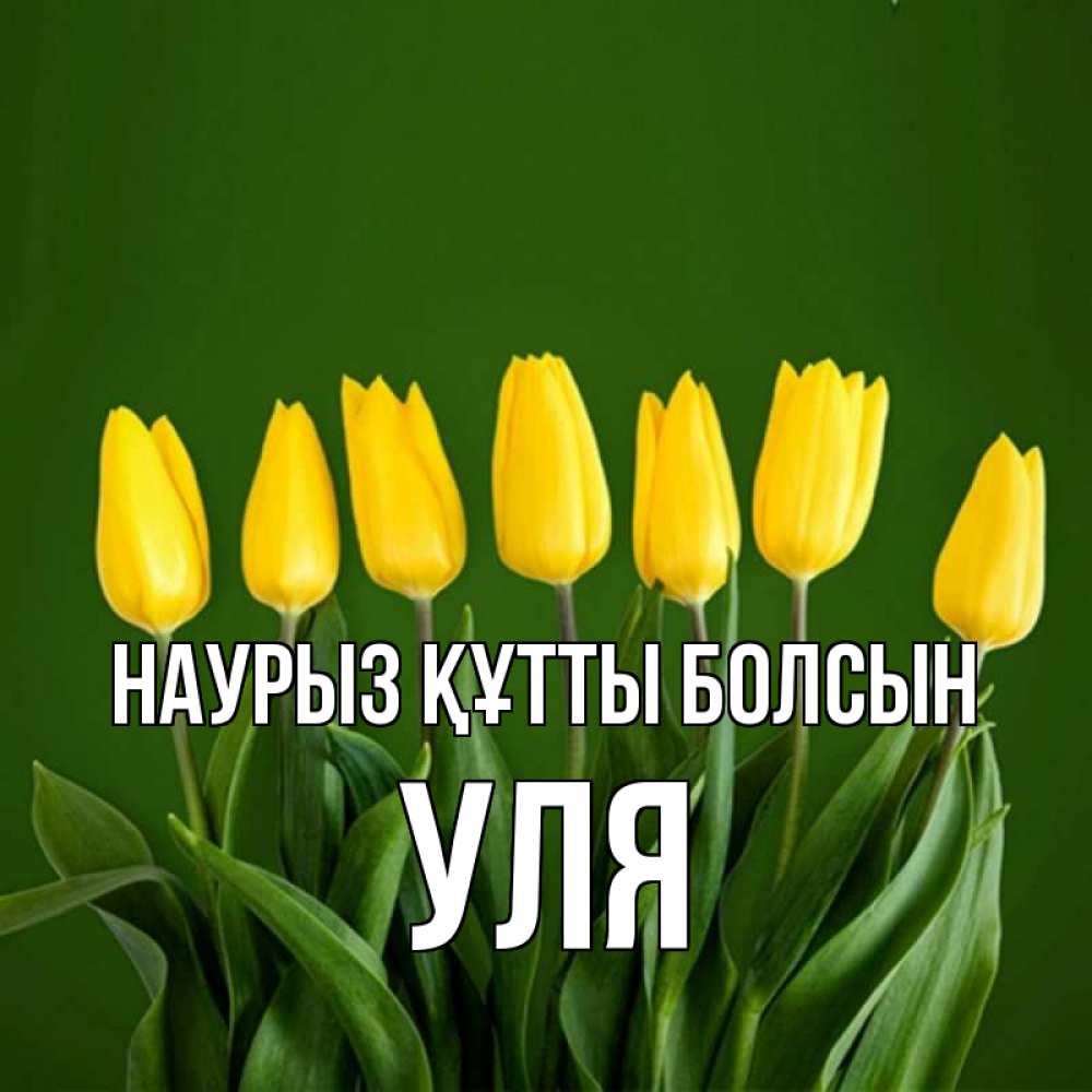 Күн сайын ашық хат с именем, Уля Наурыз құтты болсын желтого цвета 3 Онлайн тегін жүктеп алу тілектері бар керемет карта 