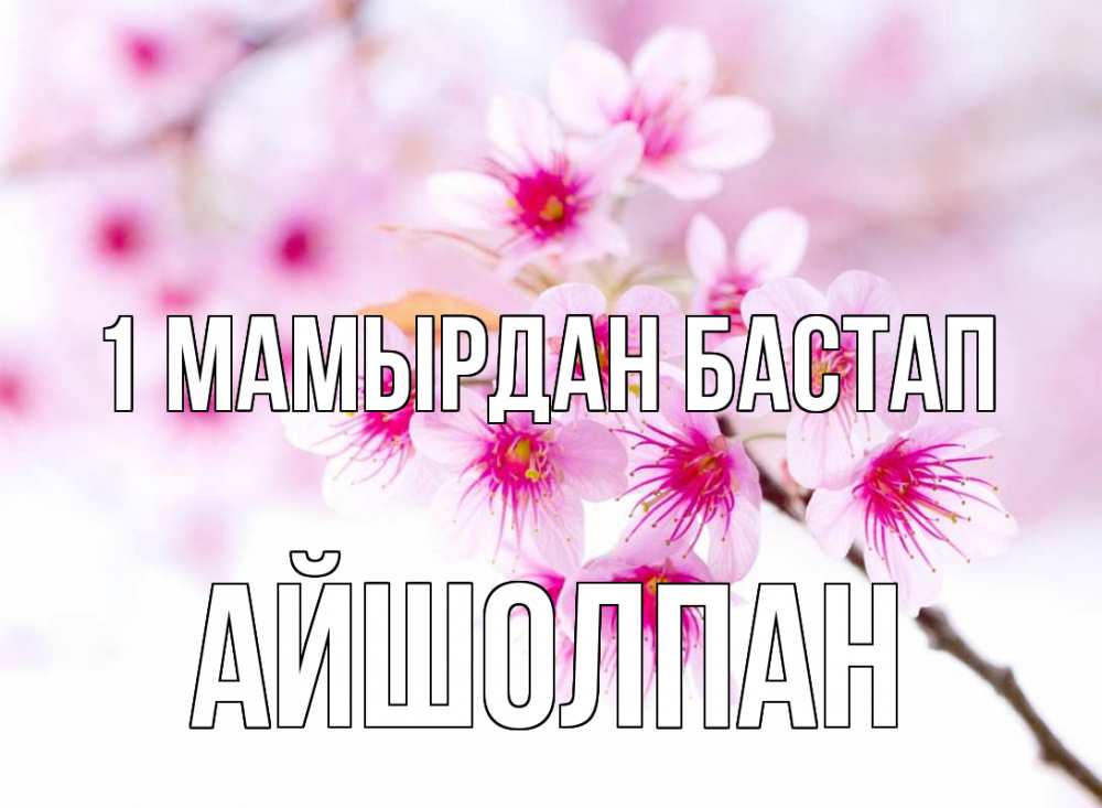 Күн сайын ашық хат с именем, АЙШОЛПАН 1 мамырдан бастап С 1 мая 2 Онлайн тегін жүктеп алу тілектері бар керемет карта 