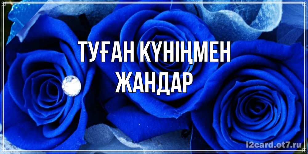 Күн сайын ашық хат с именем, Жандар Туған күніңмен синие розы в росе Онлайн тегін жүктеп алу тілектері бар керемет карта 