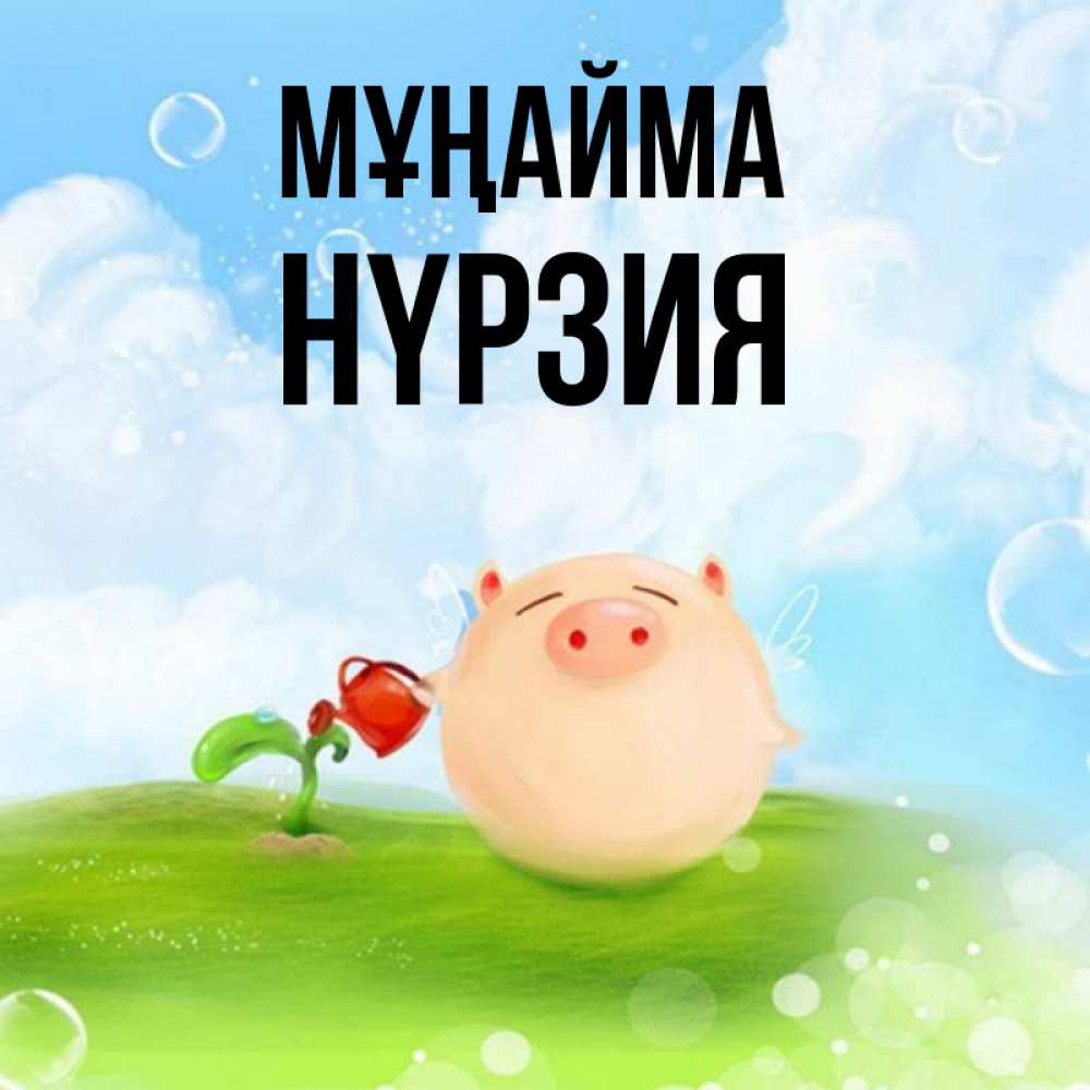 Күн сайын ашық хат с именем, НҮРЗИЯ Мұңайма поливает цветок порося Онлайн тегін жүктеп алу тілектері бар керемет карта 