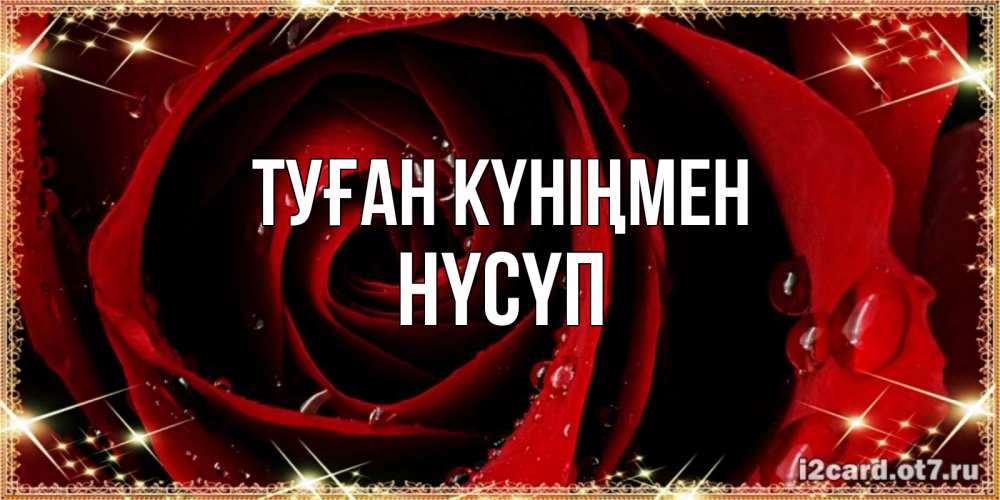 Күн сайын ашық хат с именем, НҮСҮП Туған күніңмен цветок в росе на день рождения Онлайн тегін жүктеп алу тілектері бар керемет карта 