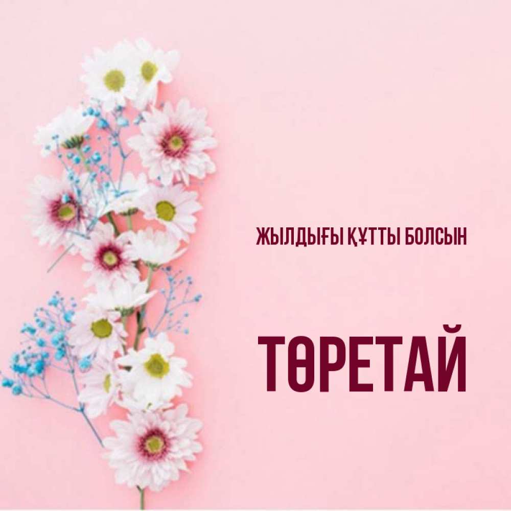 Күн сайын ашық хат с именем, Төретай Жылдығы құтты болсын Родная моя с днем рождения тебя картинка с цветами белыми и голубыми Онлайн тегін жүктеп алу тілектері бар керемет карта 