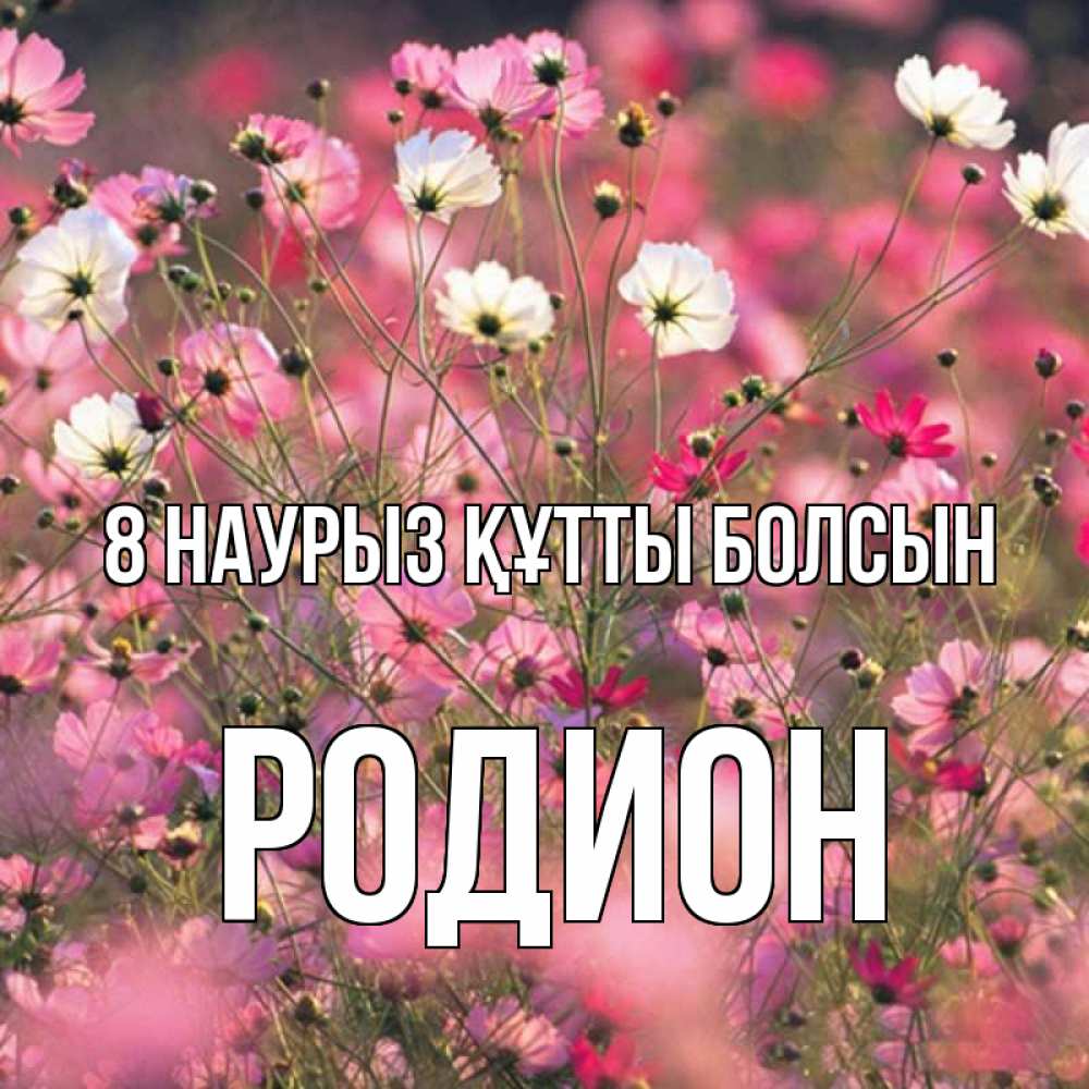 Күн сайын ашық хат с именем, Родион 8 наурыз құтты болсын красиво 1 Онлайн тегін жүктеп алу тілектері бар керемет карта 