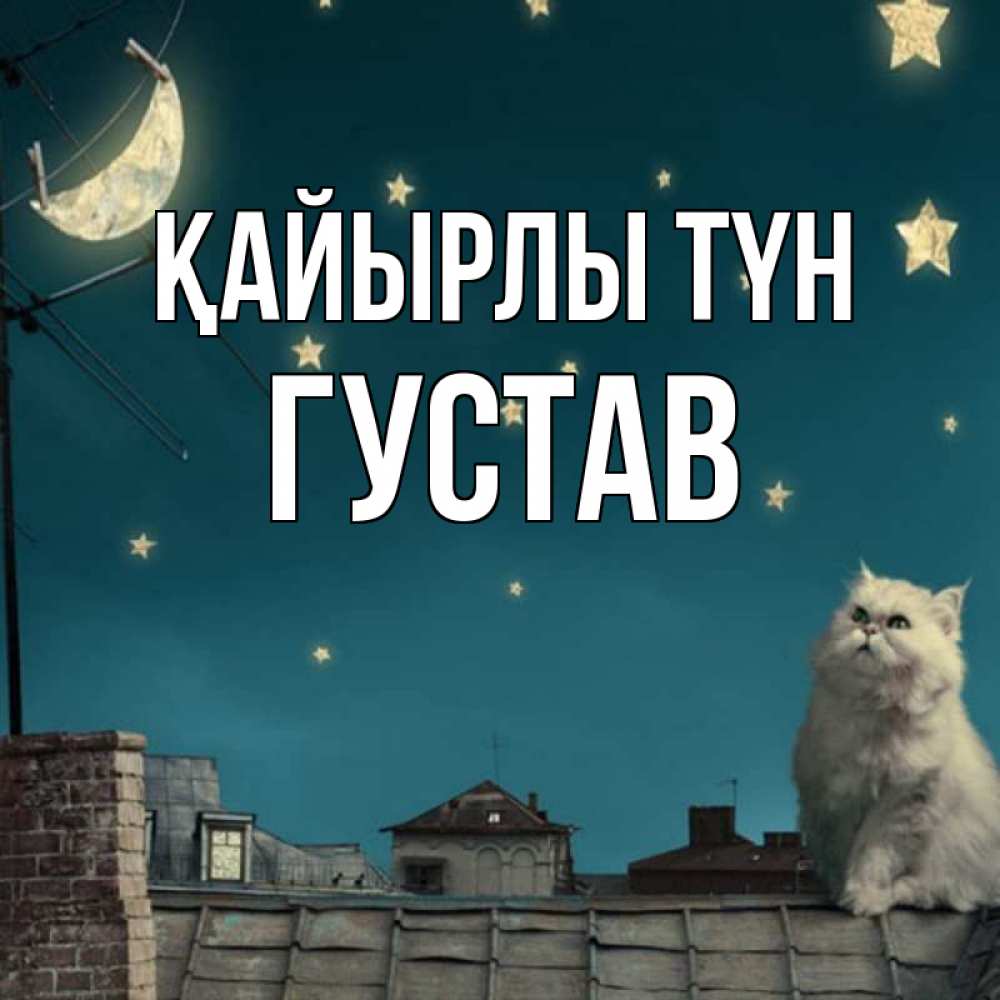Күн сайын ашық хат с именем, Густав Қайырлы түн белый кот сидит на крыше Онлайн тегін жүктеп алу тілектері бар керемет карта 